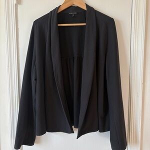 Eileen Fisher sz XL Black Open Front Blazer Kimono Yoked Back Viscose Blend